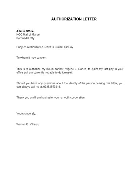 Palawan Authorization Letter .